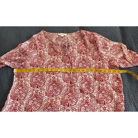 Crescent Stitch Fix Red & White Pom Pom Fringed Tunic Size XXL 1X - Picture 6 of 7